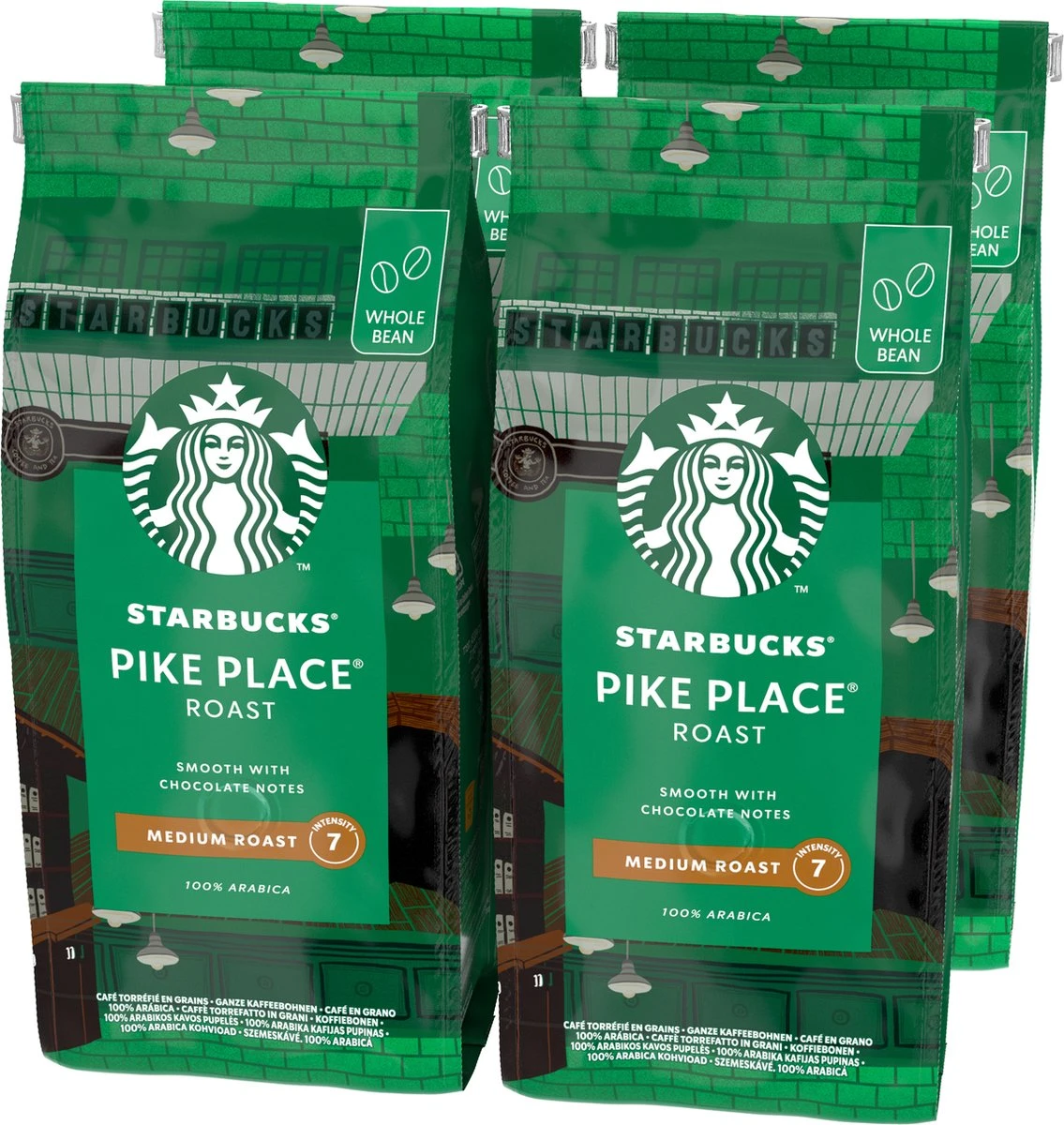 Starbucks Pike Place Medium Roast Koffiebonen - 4 Zakken à 450 Gram 3 Starbucks Pike Place Medium Roast Koffiebonen - 4 Zakken à 450 Gram