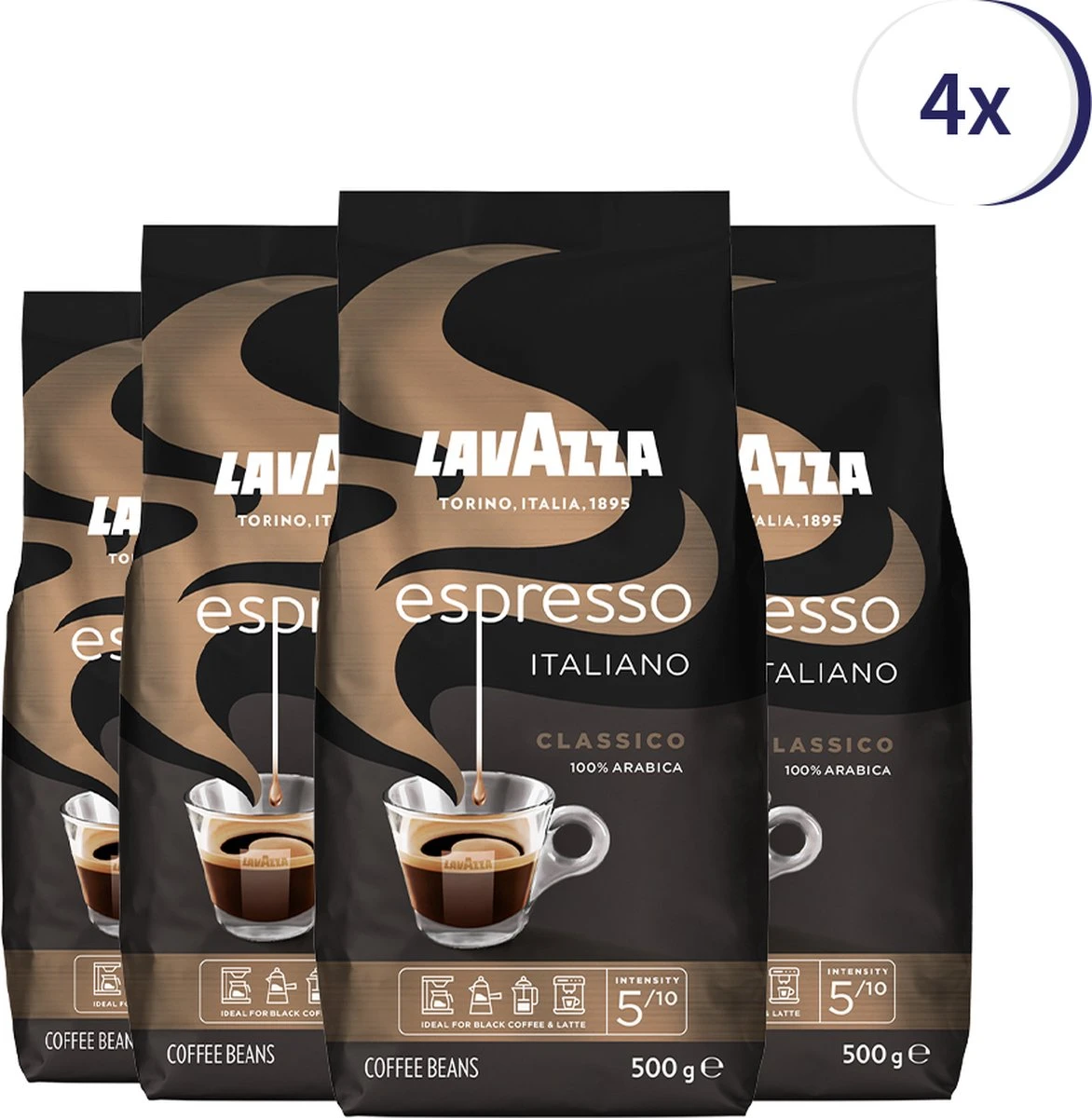 Lavazza Espresso Italiano Classico Koffiebonen - 500 Gram X4 3 Lavazza Espresso Italiano Classico Koffiebonen - 500 Gram X4