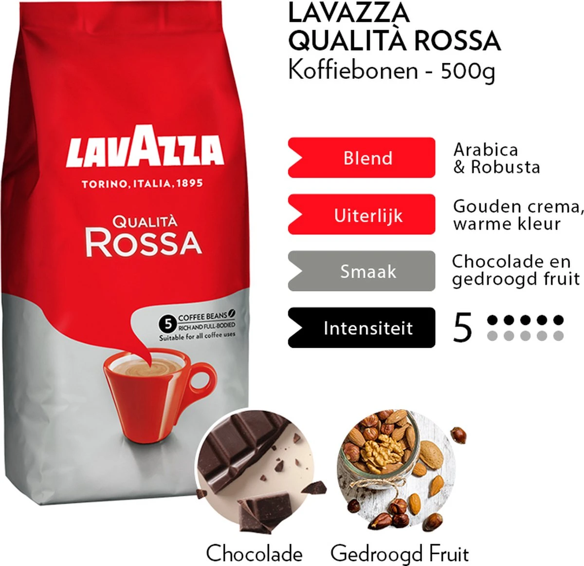 Lavazza Qualita Rossa Koffiebonen - 500g 5 Lavazza Qualita Rossa Koffiebonen - 500g - Afbeelding 3