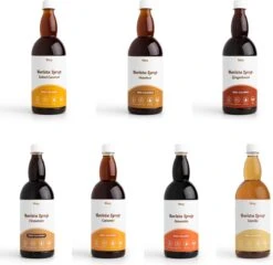 Fitcy | Koffiesiroop | Mix Koffiesiropen | Barista Syrup | Zero | Vegan | Vetvrij | Suikervrij | Keto-vriendelijk | Koffie | Siroop | MET 7 X DOSEERPOMP | 7 X 1L