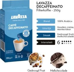 Lavazza Caffe Decaffeinato Filterkoffie - 250 Gram X8 -Koffie/Drankjes Winkel 1200x1177