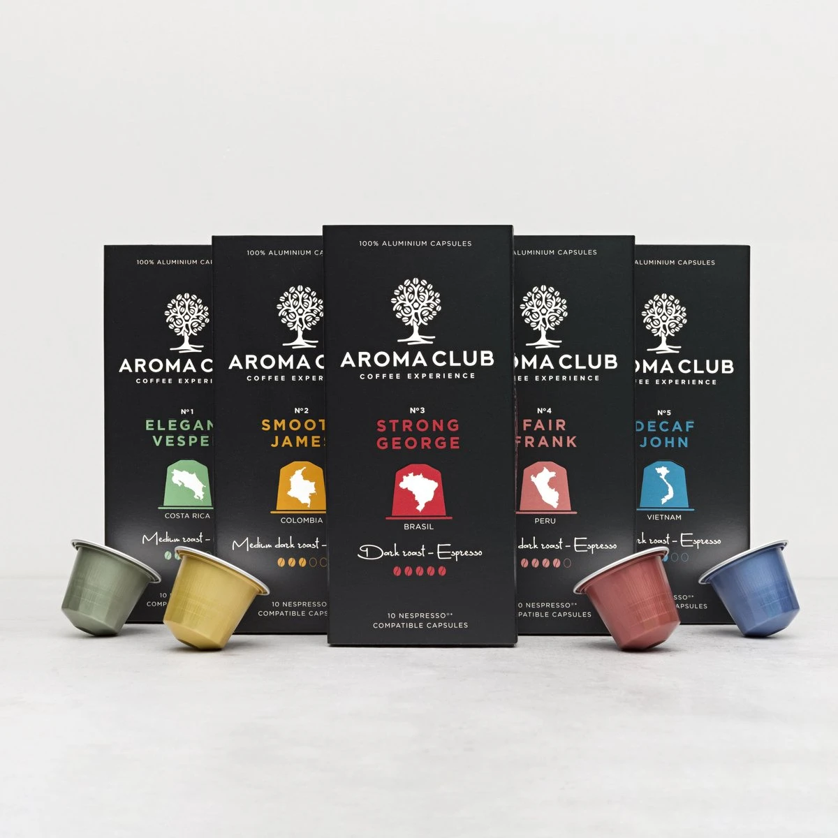 Aroma Club - Nespresso Compatible Capsules (120 St.) - No. 3 Strong George - Intensiteit 5/5 - Espresso - 100% Aluminium Koffiecups 8 Aroma Club - Nespresso Compatible Capsules (120 St.) - No. 3 Strong George - Intensiteit 5/5 - Espresso - 100% Aluminium Koffiecups - Afbeelding 6