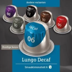 Douwe Egberts Lungo Decaf Koffiecups - Intensiteit 6/12 - 10 X 10 Capsules -Koffie/Drankjes Winkel 1200x1200 223