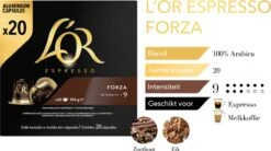 L'OR Espresso Forza Koffiecups - Intensiteit 9/12 - 10 X 20 Capsules -Koffie/Drankjes Winkel 1200x669