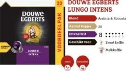 Douwe Egberts Lungo Intens Koffiecups - Intensiteit 8/12 - 10 X 20 Capsules -Koffie/Drankjes Winkel 1200x673