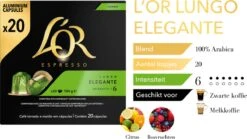 L'OR Lungo Elegante Koffiecups - Intensiteit 6/12 - 10 X 20 Capsules 18 L'OR Lungo Elegante Koffiecups - Intensiteit 6/12 - 10 X 20 Capsules -Koffie/Drankjes Winkel 1200x677 1