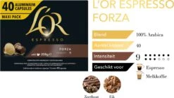 L'OR Espresso Forza Koffiecups - Intensiteit 9/12 - 4 X 40 Capsules -Koffie/Drankjes Winkel 1200x678