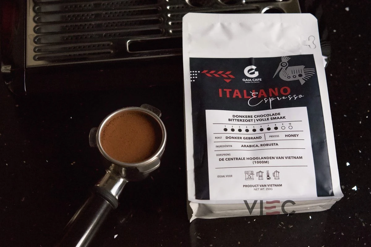 Italiano Espresso Honey Process Vietnamese Koffiebonen Aanbieding 250g GAIA Cafe 7 Italiano Espresso Honey Process Vietnamese Koffiebonen Aanbieding 250g GAIA Cafe - Afbeelding 5