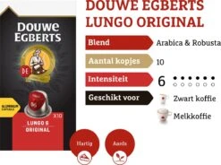 Douwe Egberts Lungo Original Koffiecups - Intensiteit 6/12 - 10 X 10 Capsules -Koffie/Drankjes Winkel 1200x895 2