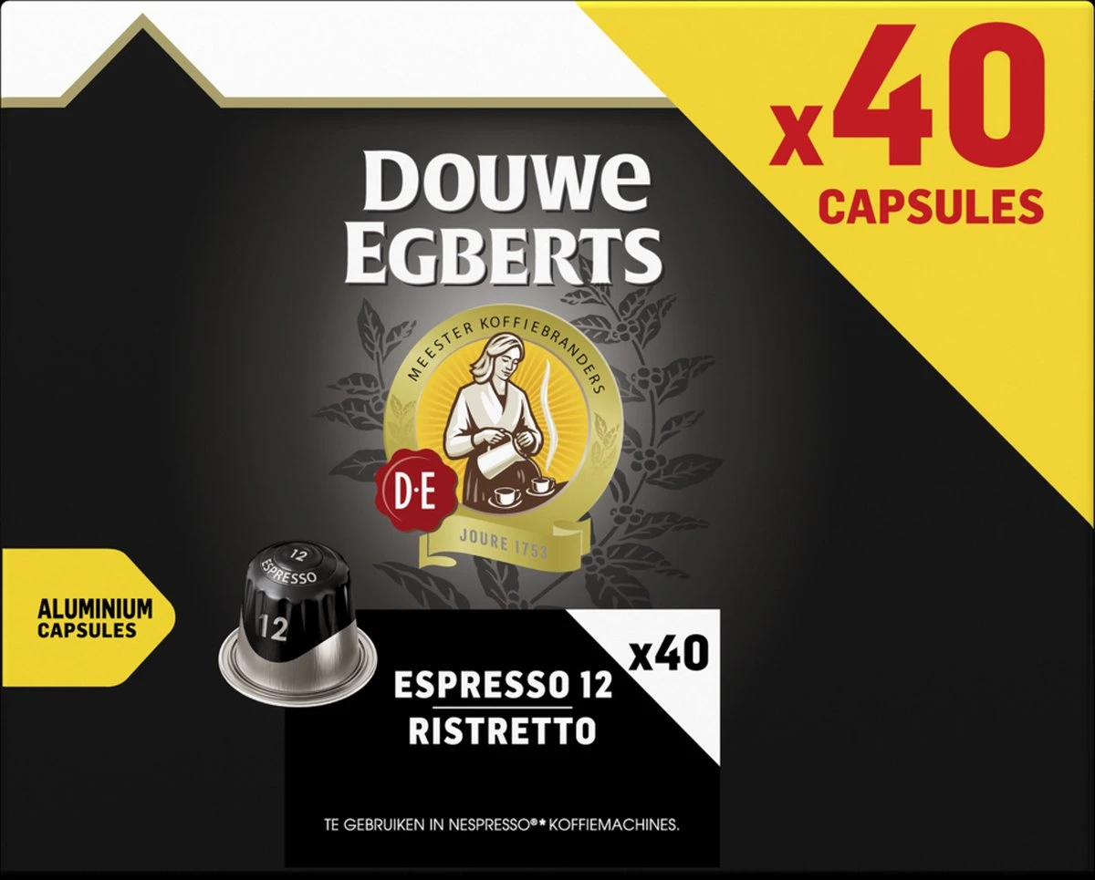 Douwe Egberts Espresso Ristretto Koffiecups (12) - 5 X 40 Koffiecups 5 Douwe Egberts Espresso Ristretto Koffiecups (12) - 5 X 40 Koffiecups - Afbeelding 3