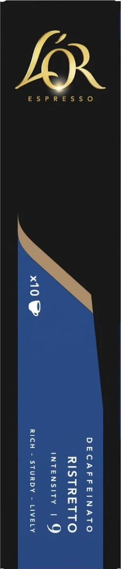 L'OR Espresso Ristretto Decaffeinato - Intensiteit 9/12 - 10 X 10 Capsules -Koffie/Drankjes Winkel 255x1200 9