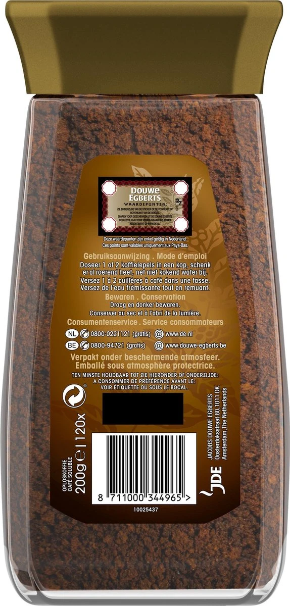 Douwe Egberts Gold Oploskoffie - 6 X Pot Van 200 Gram 5 Douwe Egberts Gold Oploskoffie - 6 X Pot Van 200 Gram - Afbeelding 3