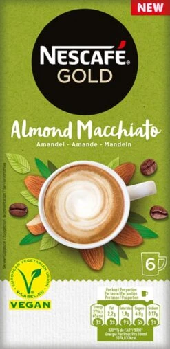 Nescafé Gold Almond Macchiato Oploskoffie - 6 Doosjes à 6 Zakjes -Koffie/Drankjes Winkel 583x1200 1