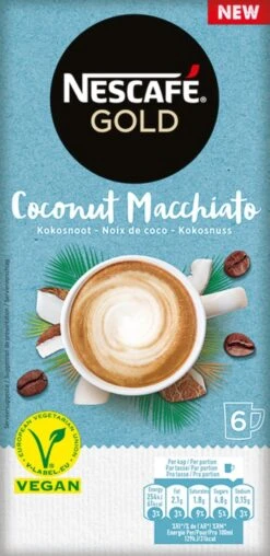 Nescafé Gold Coconut Macchiato Oploskoffie - 6 Doosjes à 6 Zakjes -Koffie/Drankjes Winkel 583x1200