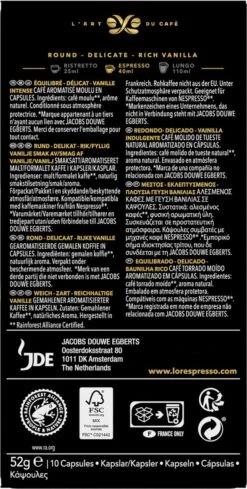L'OR Espresso Vanille Koffiecups - 10 X 10 Capsules -Koffie/Drankjes Winkel 606x1200 12