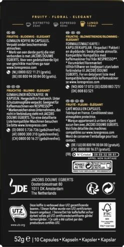 L'OR Lungo Elegante Koffiecups - Intensiteit 6/12 - 10 X 10 Capsules -Koffie/Drankjes Winkel 606x1200