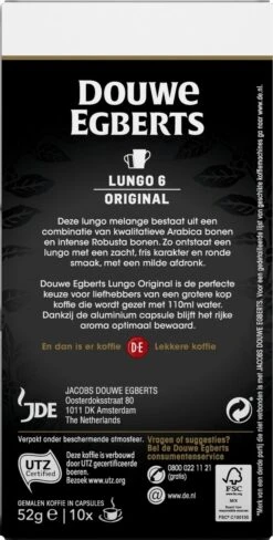 Douwe Egberts Lungo Original Koffiecups - Intensiteit 6/12 - 10 X 10 Capsules -Koffie/Drankjes Winkel 607x1200 9
