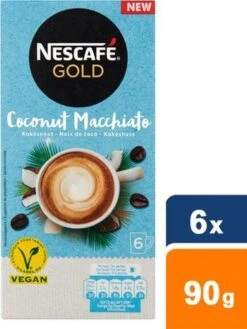 Nescafé Gold Coconut Macchiato Oploskoffie - 6 Doosjes à 6 Zakjes -Koffie/Drankjes Winkel 901x1200