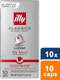 Illy Lungo Classico Koffiecups - Intensiteit 5/9 - 10 X 10 Capsules -Koffie/Drankjes Winkel 904x1200