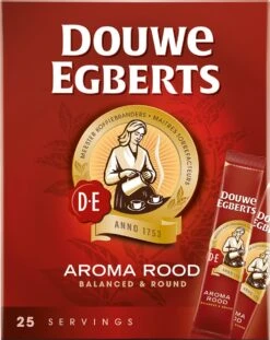 Douwe Egberts Aroma Rood Sticks Oploskoffie - 6 X 25 Zakjes -Koffie/Drankjes Winkel 954x1200 1
