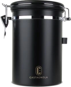 Castagnola Koffie Bewaarbus - Luchtdicht Met CO2 Uitlaat - Voor 600 Gram Koffiebonen - Koffieblik Matzwart Voorraadbussen - Voorraadbus - 1.8L -Koffie/Drankjes Winkel 983x1200