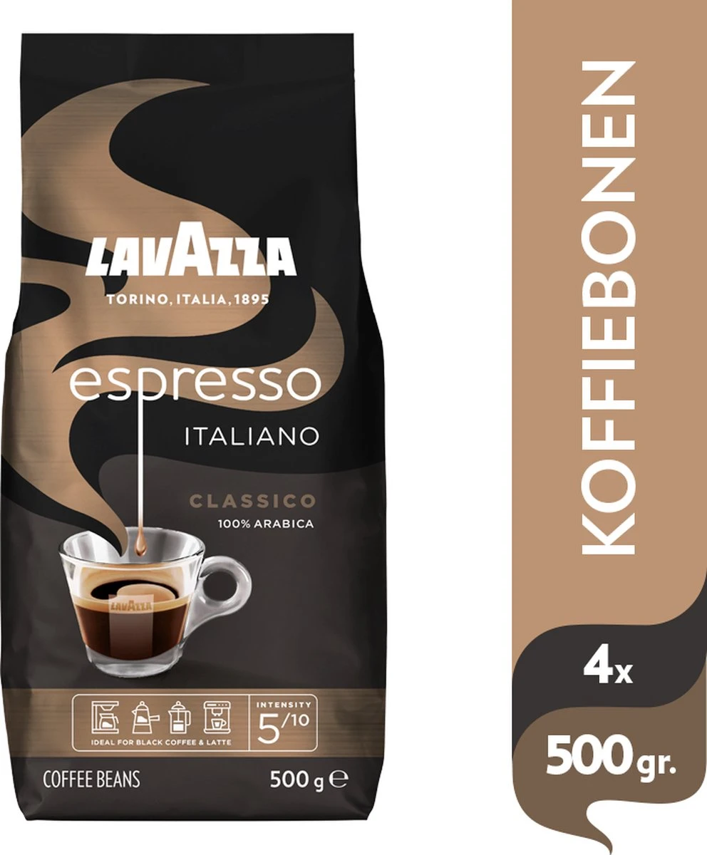 Lavazza Espresso Italiano Classico Koffiebonen - 500 Gram X4 4 Lavazza Espresso Italiano Classico Koffiebonen - 500 Gram X4 - Afbeelding 2