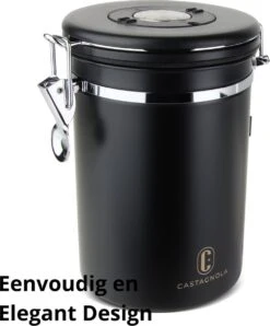 Castagnola Koffie Bewaarbus - Luchtdicht Met CO2 Uitlaat - Voor 600 Gram Koffiebonen - Koffieblik Matzwart Voorraadbussen - Voorraadbus - 1.8L -Koffie/Drankjes Winkel 995x1200 17